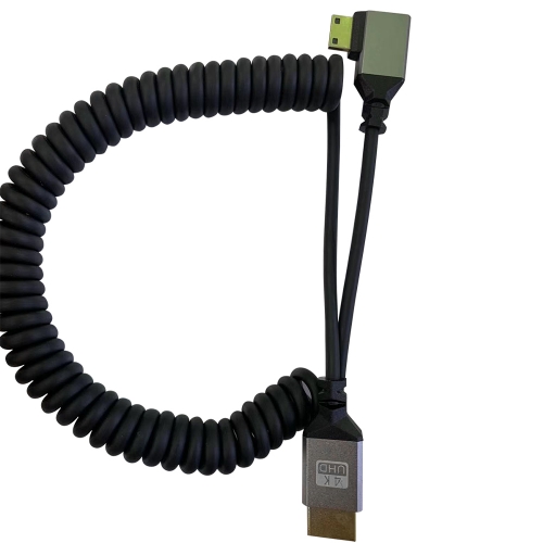 Coiled Standard HDMI to Right-angle Mini HDMI Cable