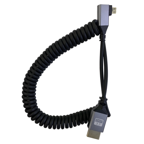 Coiled Standard HDMI to Right-angle Micro HDMI Cable