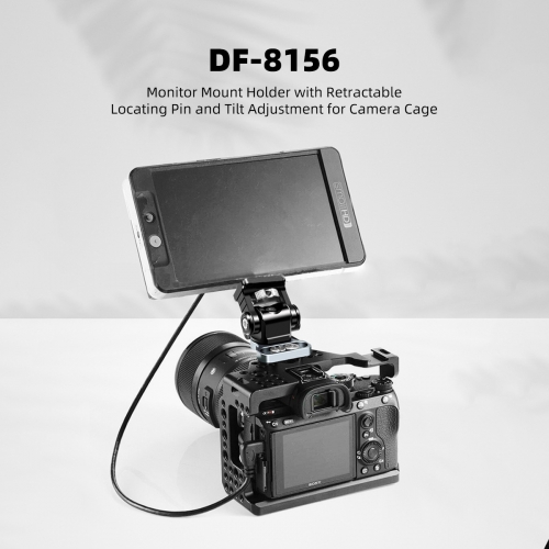 Monitor Mount Holder with Retractable Locating Pin and Tilt Adjustment for Camera Cage